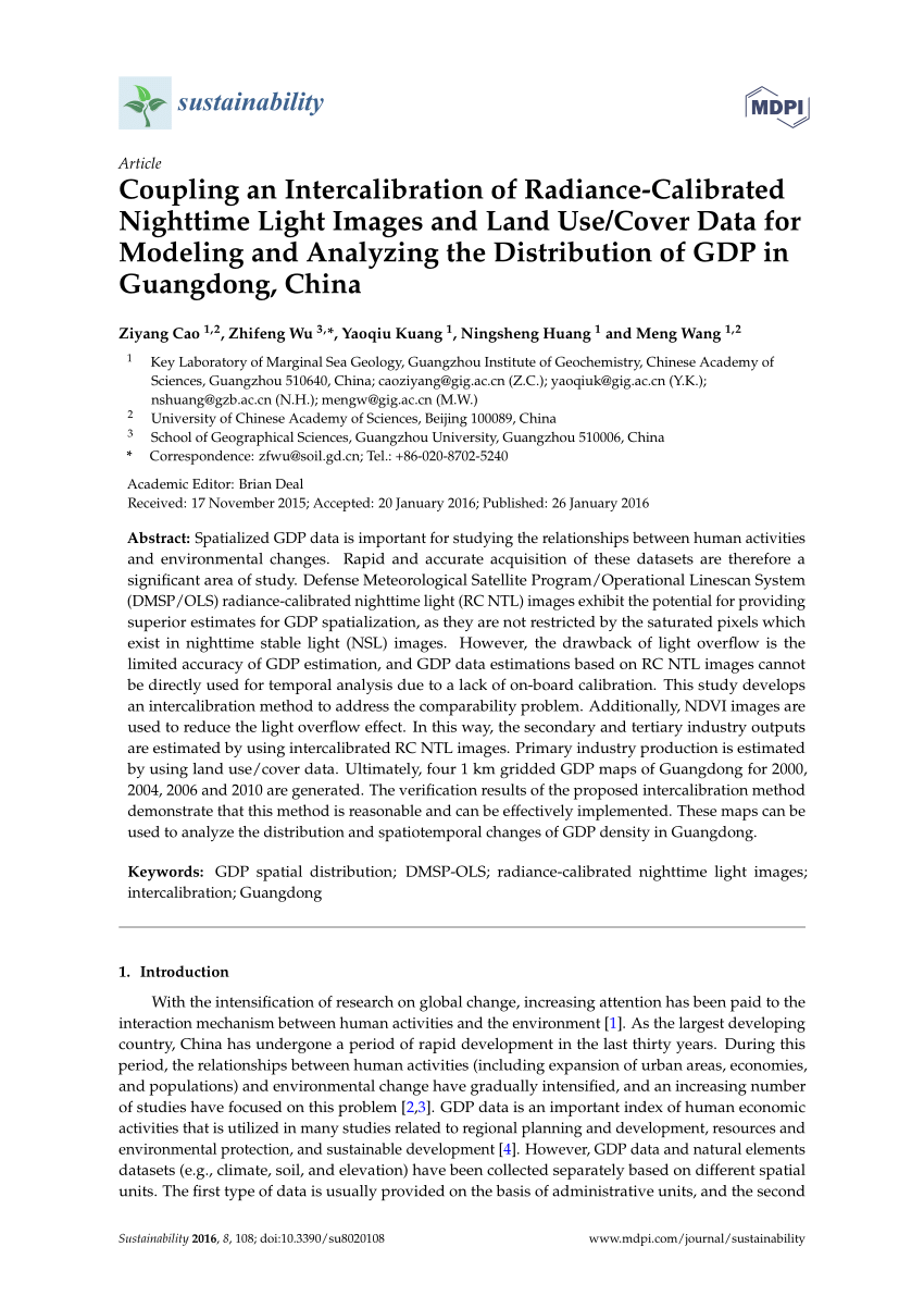 PDF) Coupling an Intercalibration of Radiance-Calibrated Nighttime 