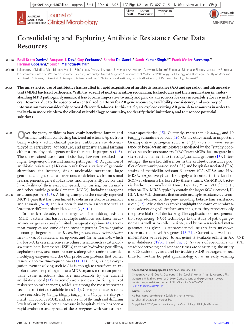 PDF Consolidating and Exploring Antibiotic Resistance Gene Data