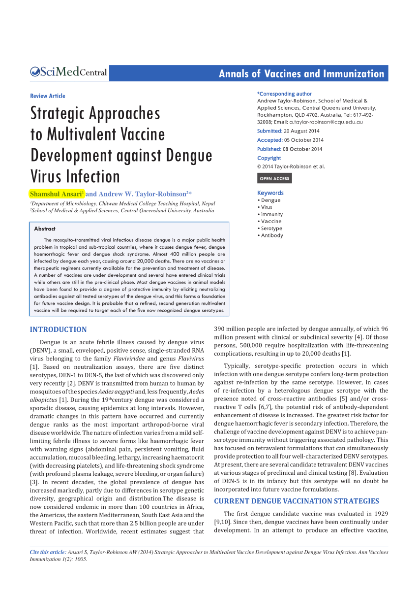 (PDF) Strategic Approaches to Multivalent Vaccine Development against