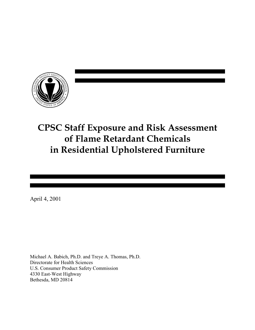 Pdf Cpsc Staff Exposure And Risk Assessment Of Flame Retardant