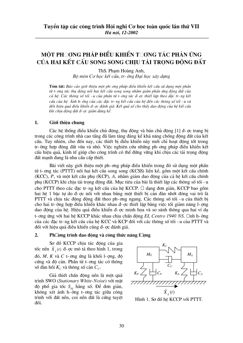 Pdf An Interaction Control For Seismic Response Of Two Parallel Structures