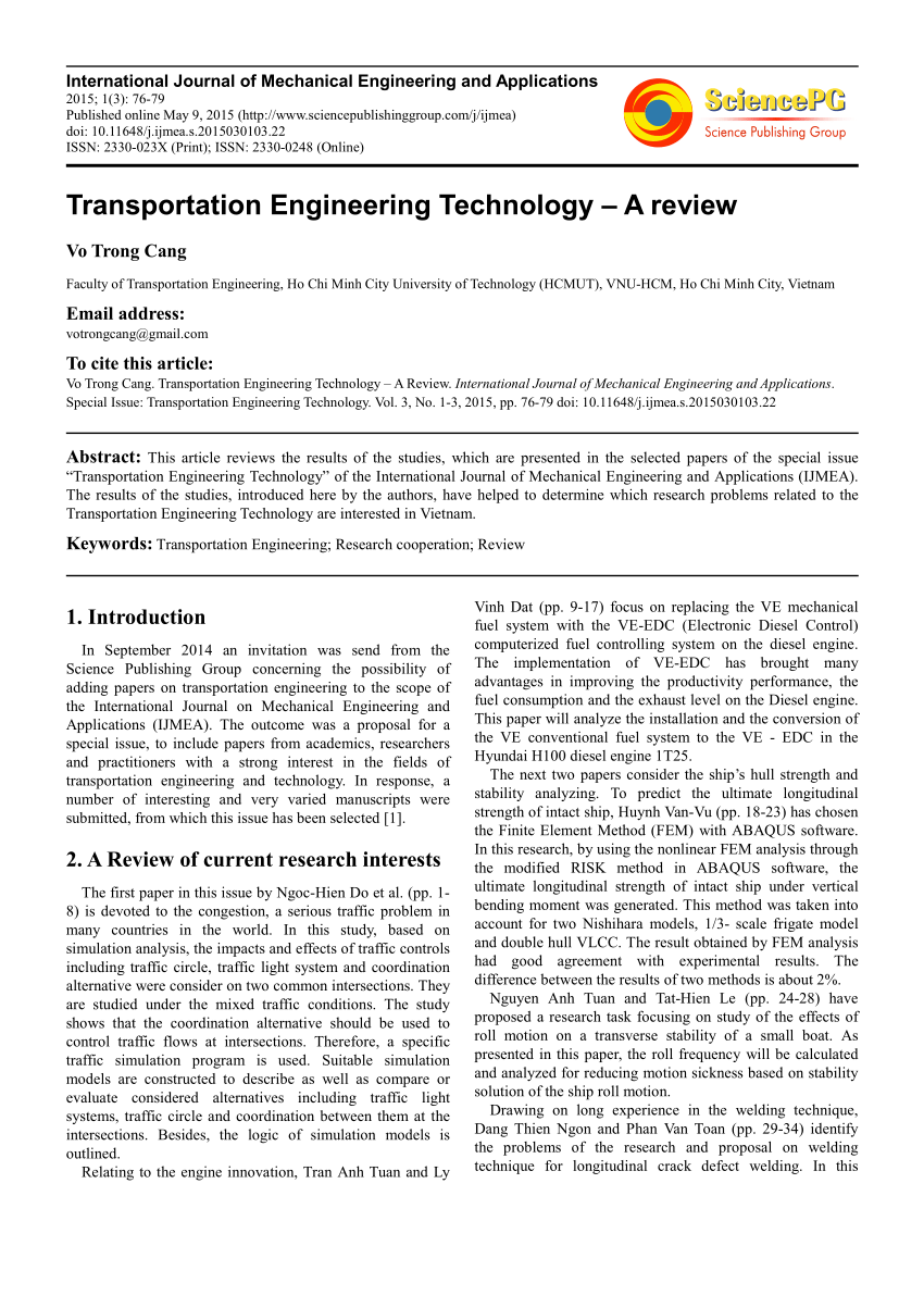 research paper on transportation engineering