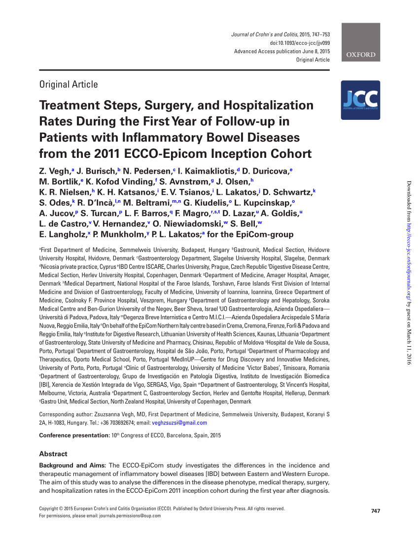 Treatment surgery and hospitalization rates during the first year of follow-up in patients with bowel diseases from the ECCO-EpiCom inception cohort (vol 9, pg 747, 2015)