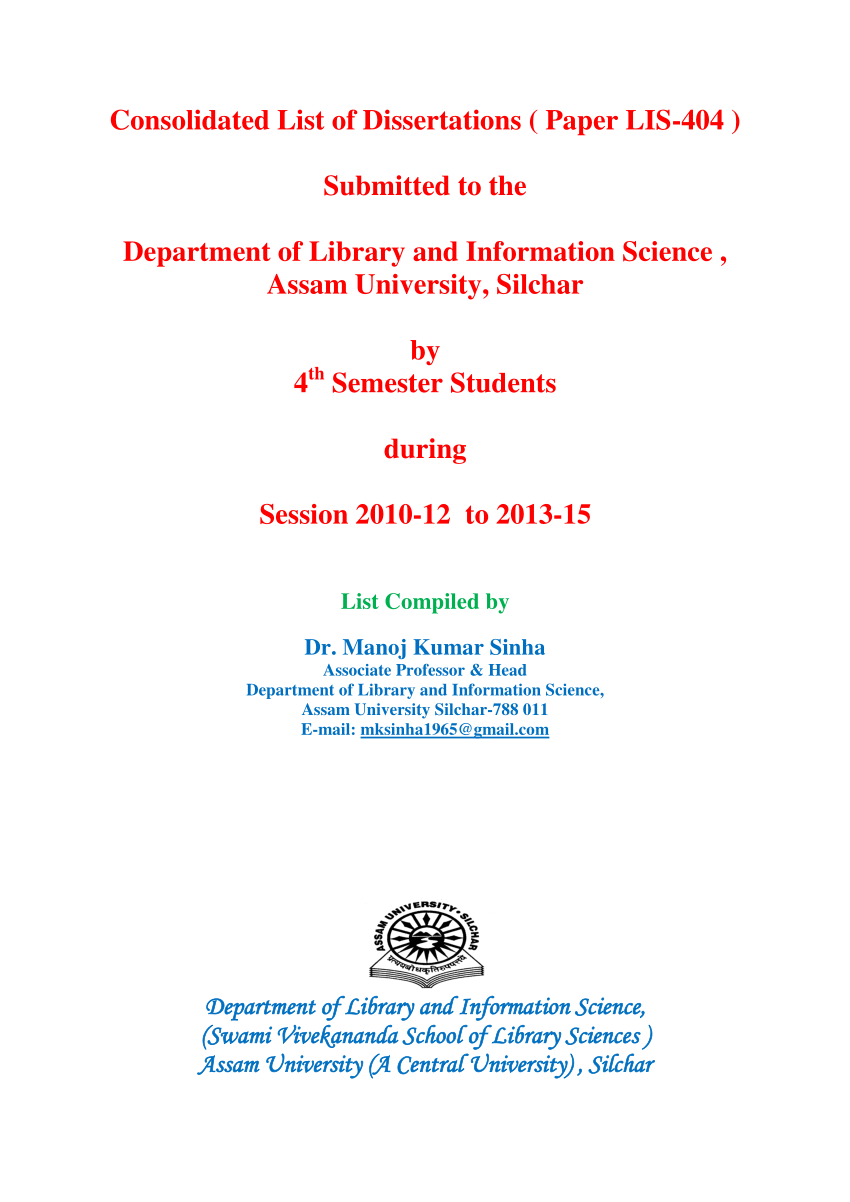 phd in library and information science in assam