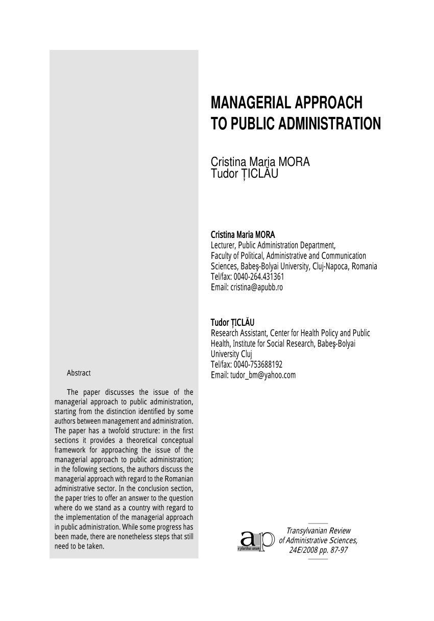 PDF) Public Management - Major Approaches