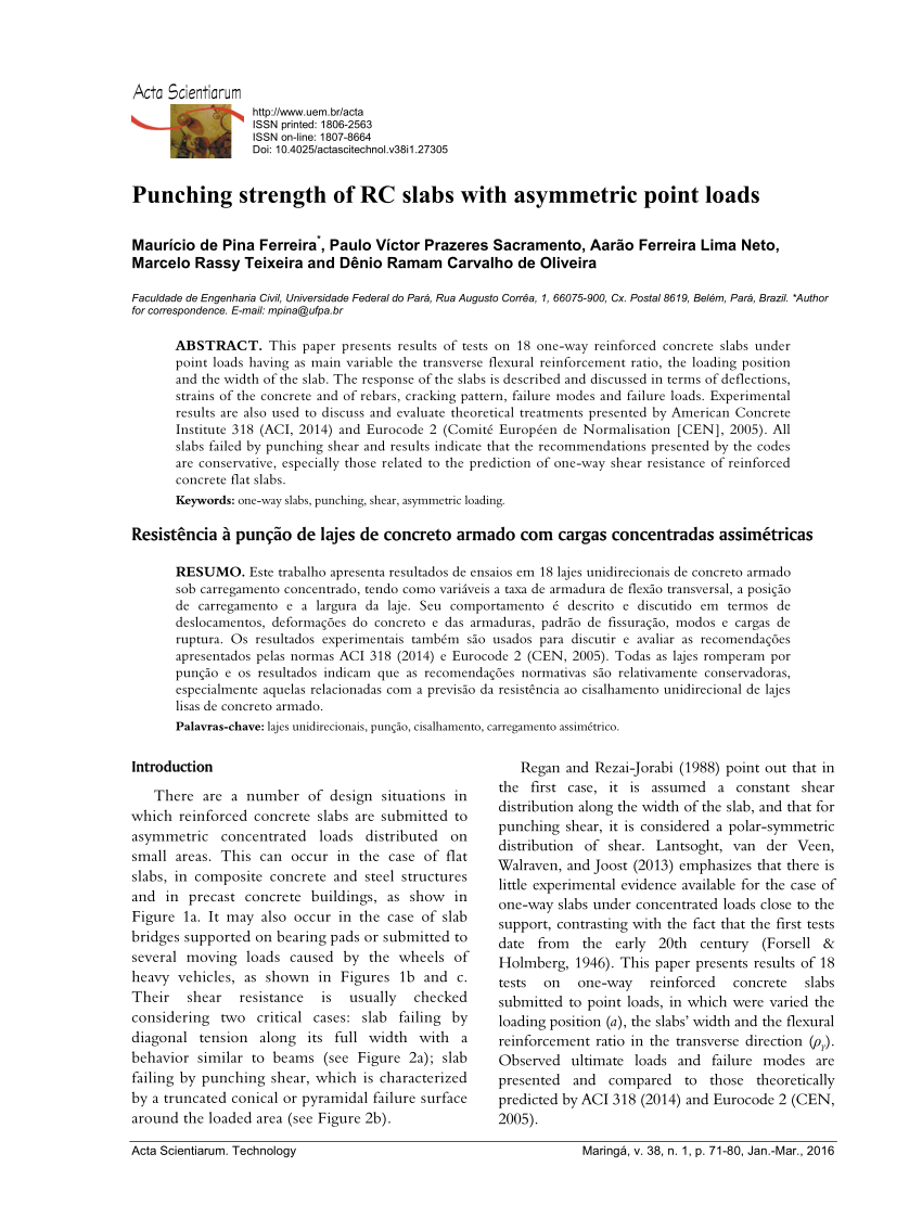 Pdf Punching Strength Of Rc Slabs With Asymmetric Point Loads