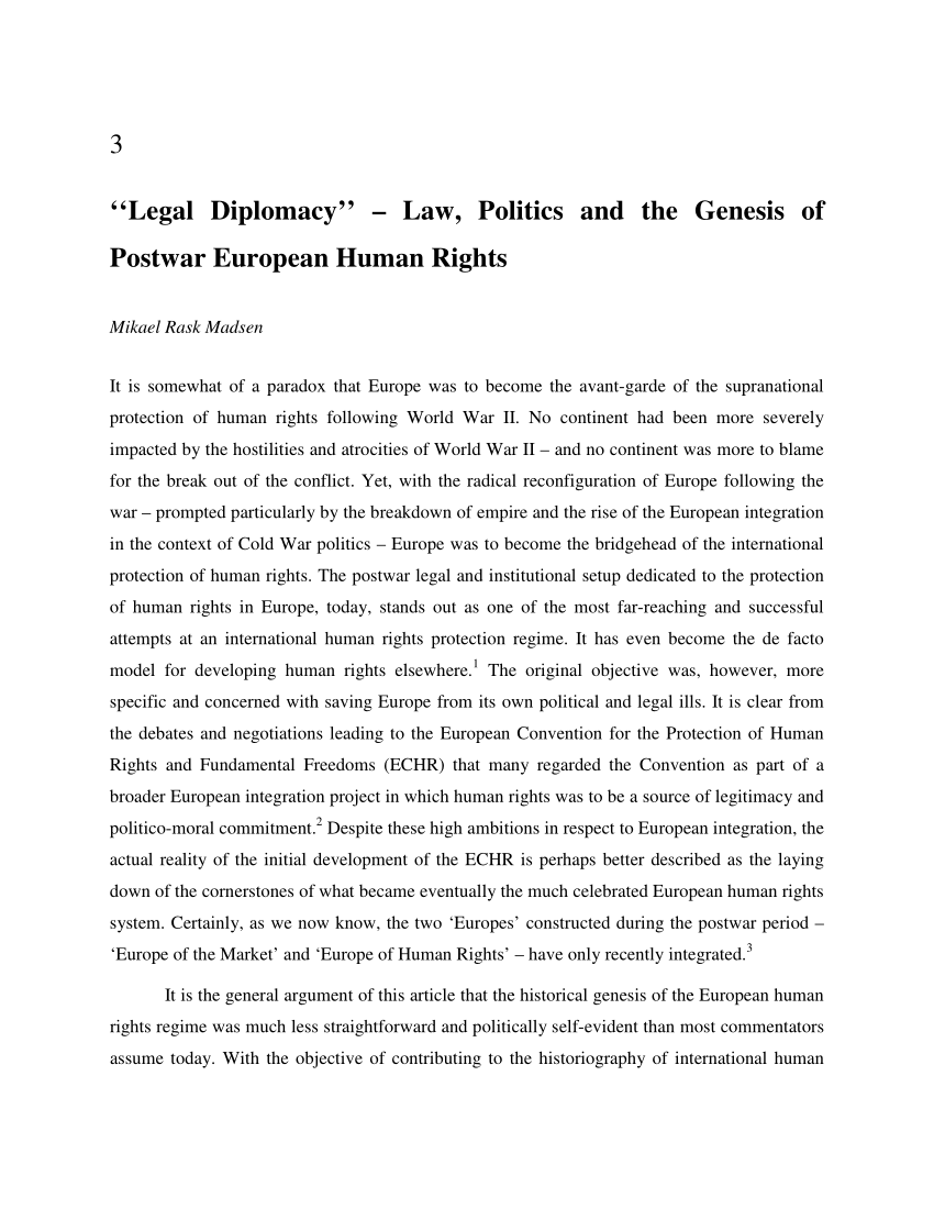 Pdf Legal Diplomacy Law Politics And The Genesis Of Postwar European Human Rights