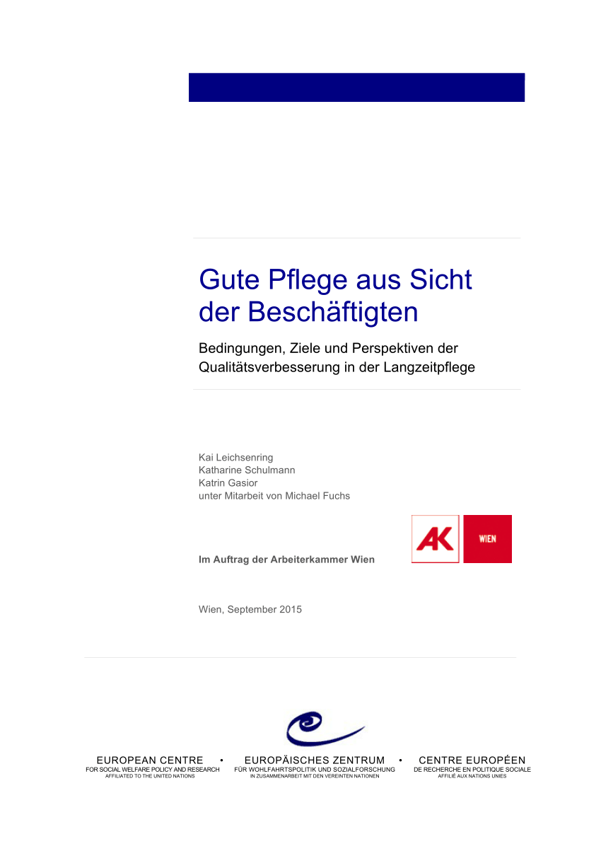 (PDF) Gute Pflege aus Sicht der Beschäftigten. Bedingungen, Ziele und ...