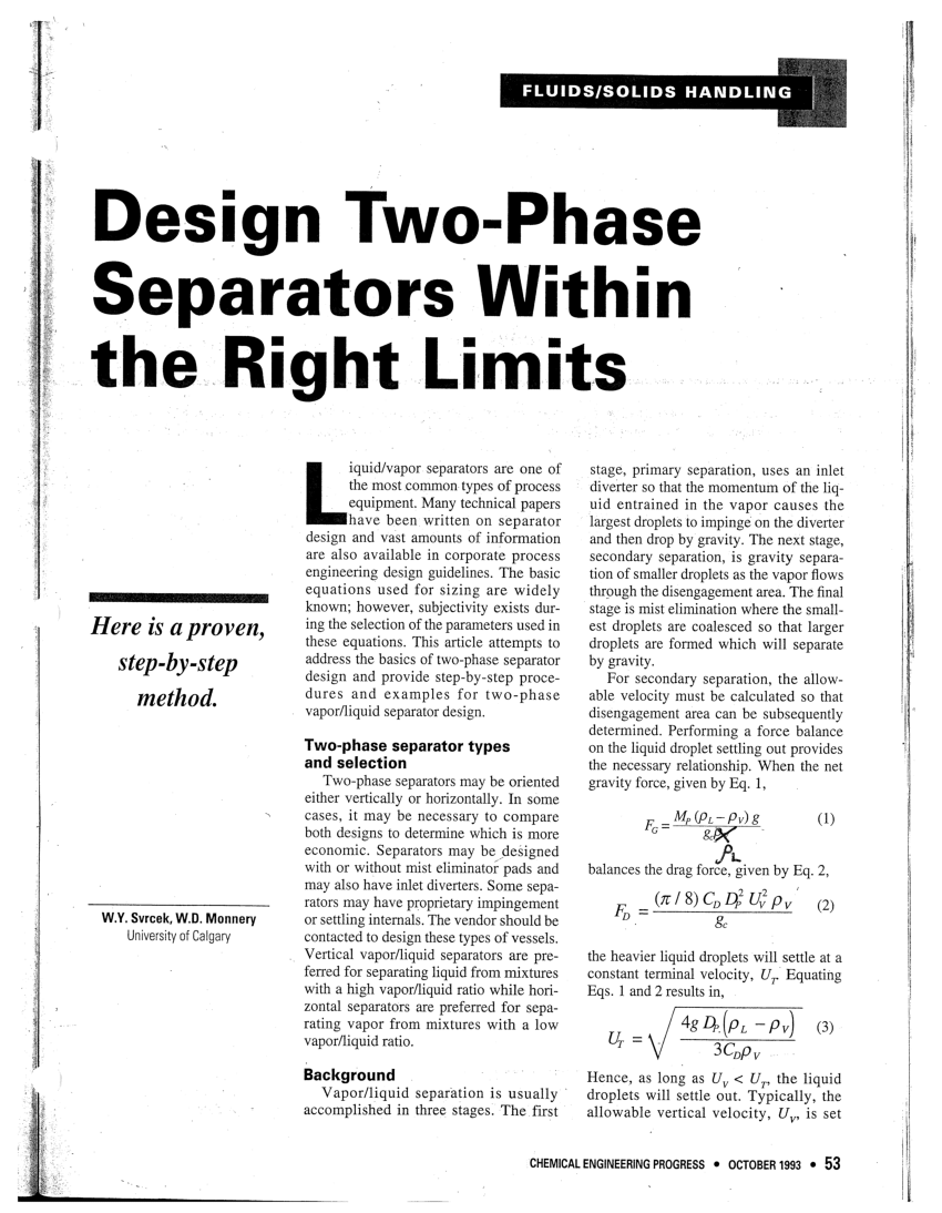 2 Phase Separator Design 