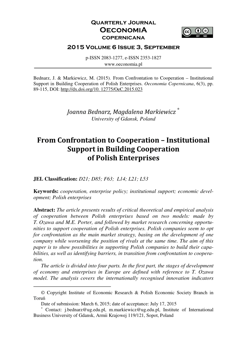 Pdf From Confrontation To Cooperation Institutional Support In