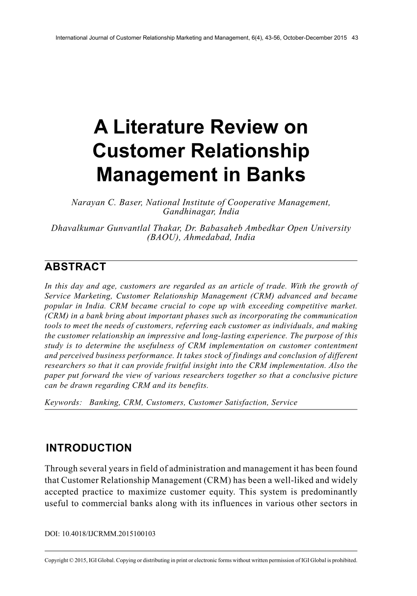 literature review on service management