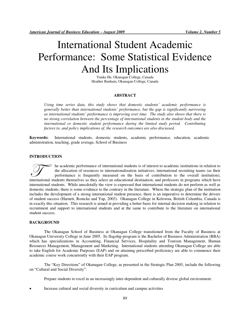 academic performance of students research paper