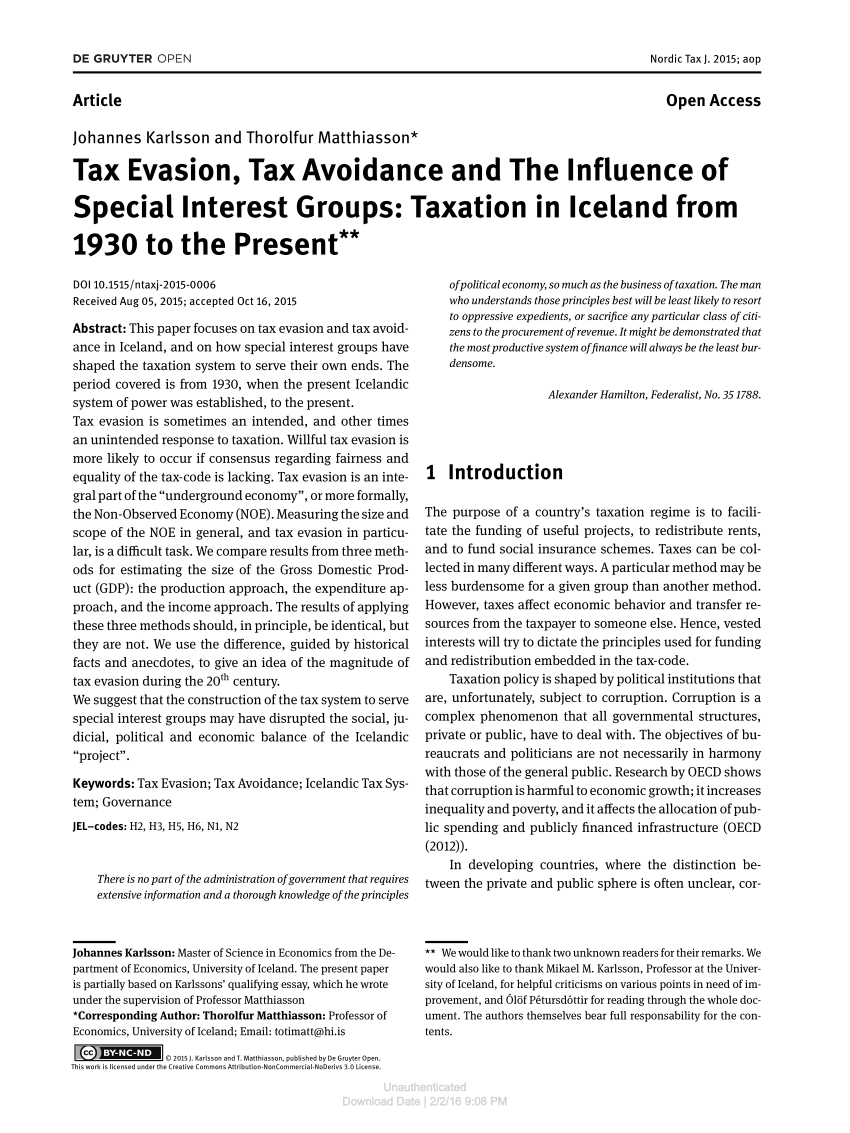 tax evasion research article pdf