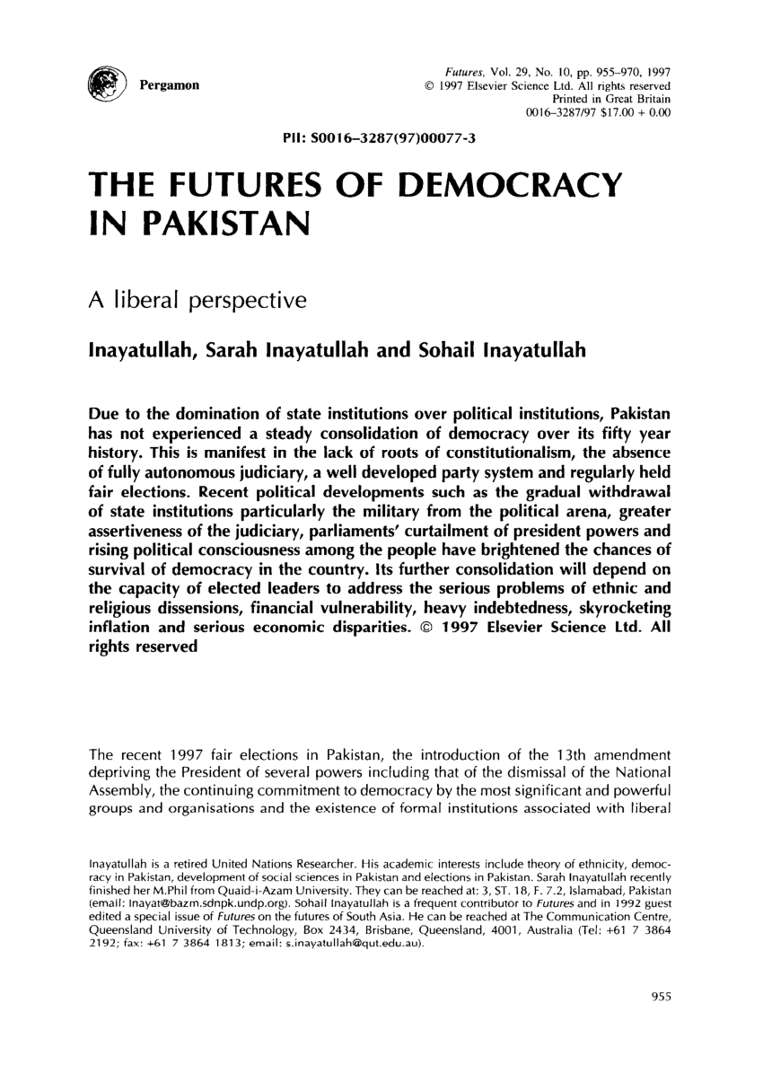 research paper on democracy in pakistan
