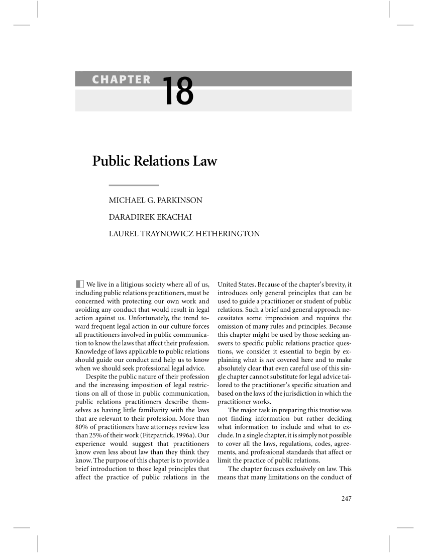 Pdf Public Relations Law