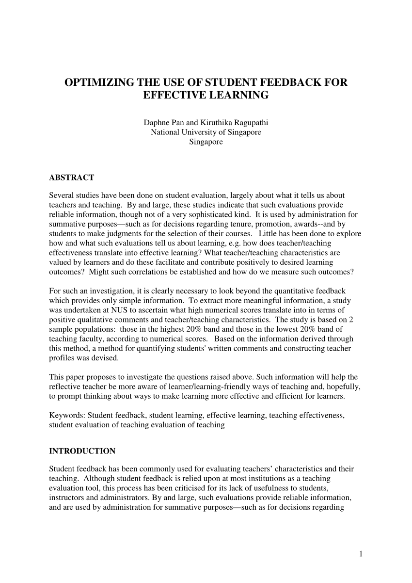 effective feedback on student academic essay writing pdf