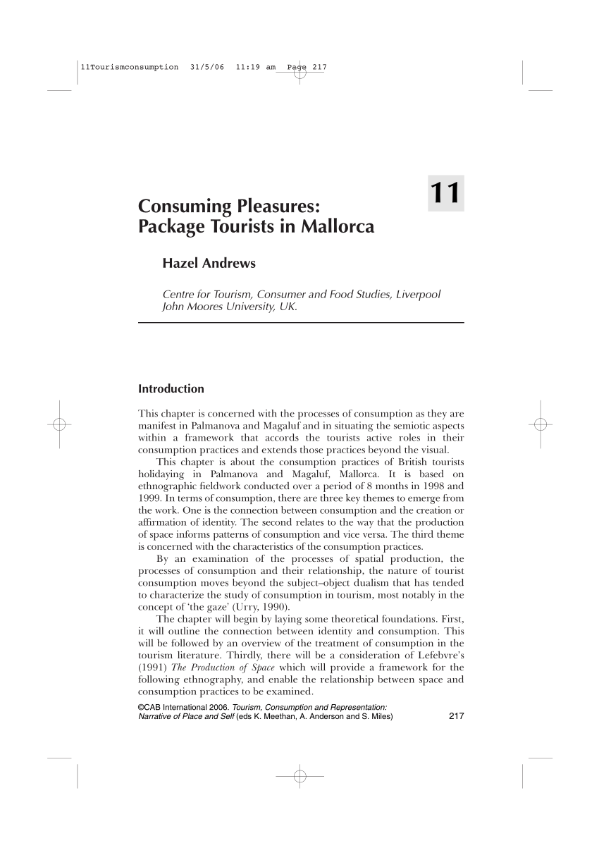PDF) Consuming pleasures Package tourists in Mallorca