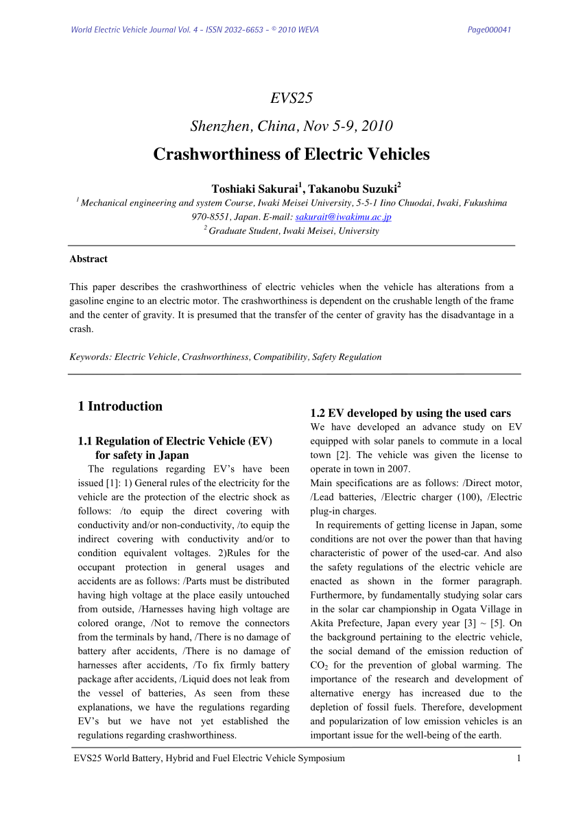 (PDF) Crashworthiness of Electric Vehicles