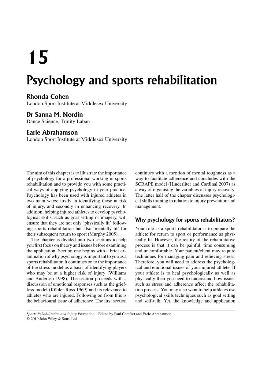 Pdf Psychology And Sports Rehabilitation