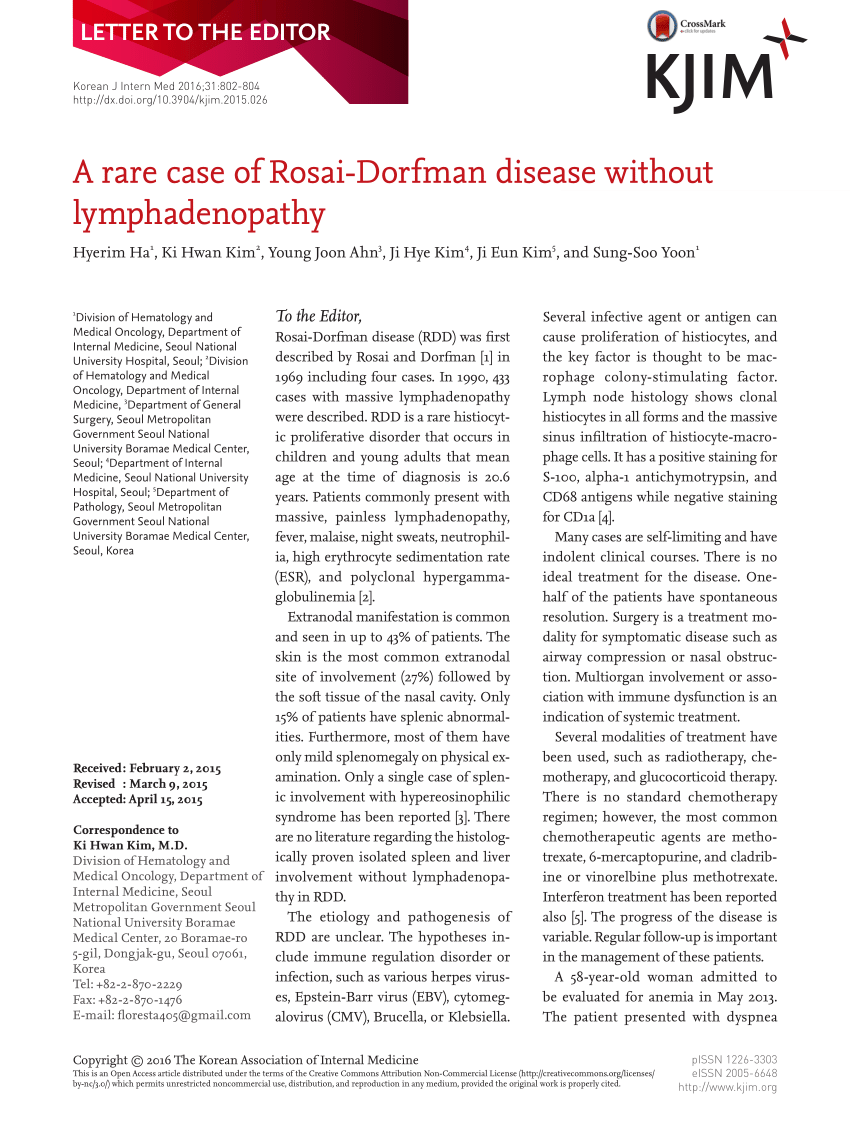 Pdf A Rare Case Of Rosai Dorfman Disease Without Lymphadenopathy