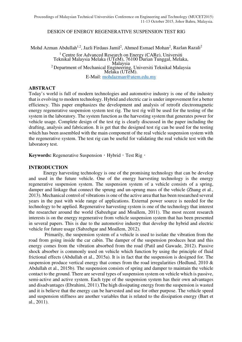 (PDF) DESIGN OF ENERGY REGENERATIVE SUSPENSION TEST RIG