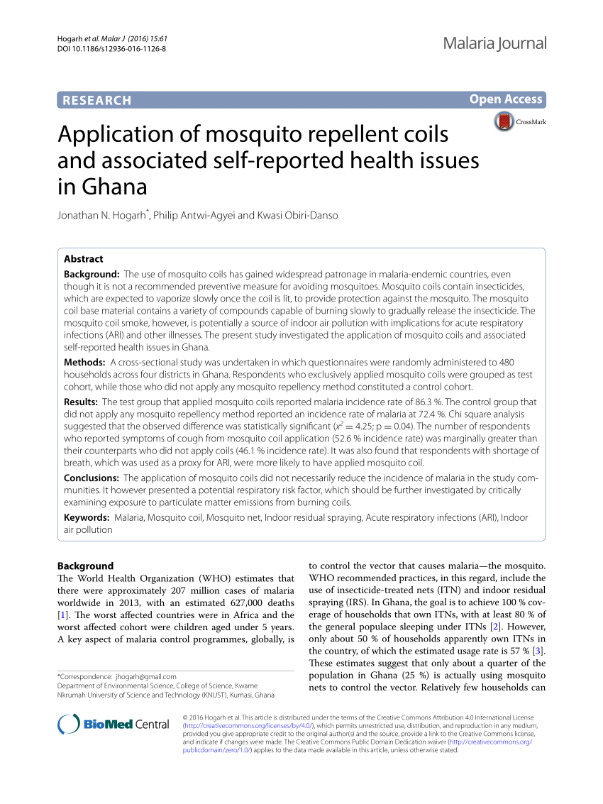 statement of the problem of mosquito repellent