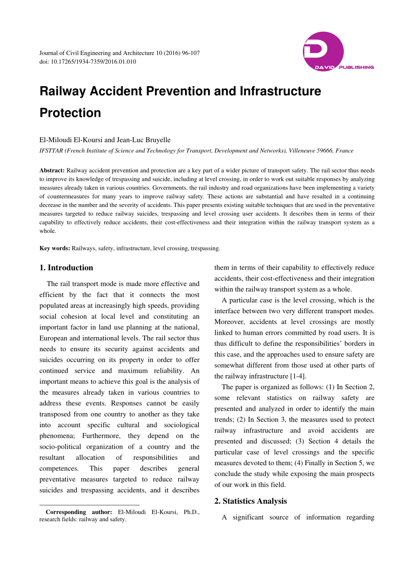 Pdf Railway Accident Prevention And Infrastructure Protection