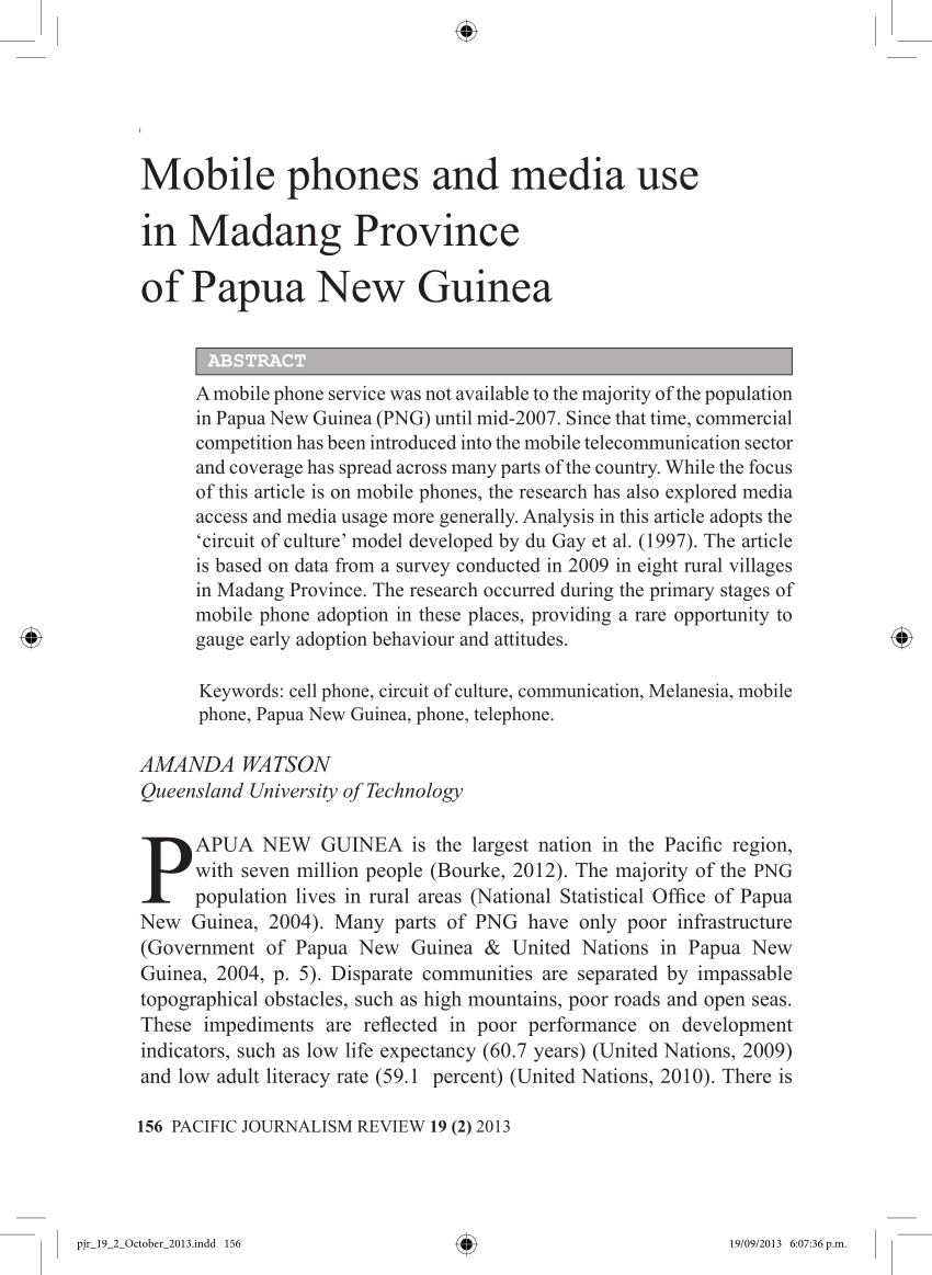 PDF Mobile phones and media use in Madang Province of Papua New ...