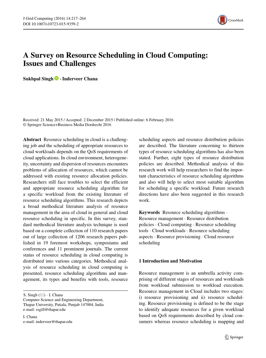 Pdf A Survey On Resource Scheduling In Cloud Puting Issues And Challenges