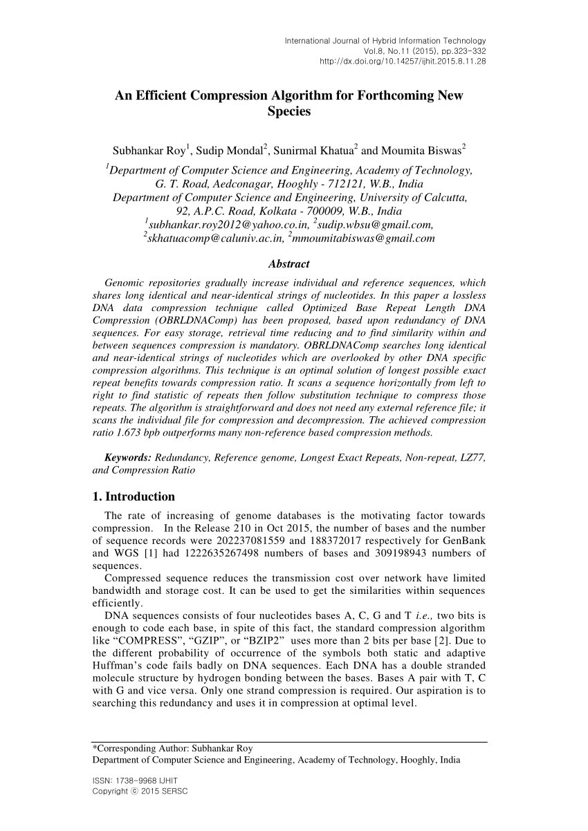 research paper on compression algorithm