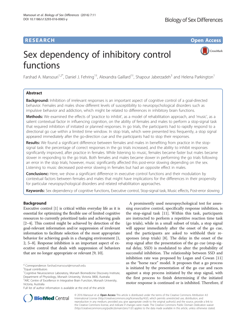 Pdf Sex Dependency Of Inhibitory Control Functions 2940