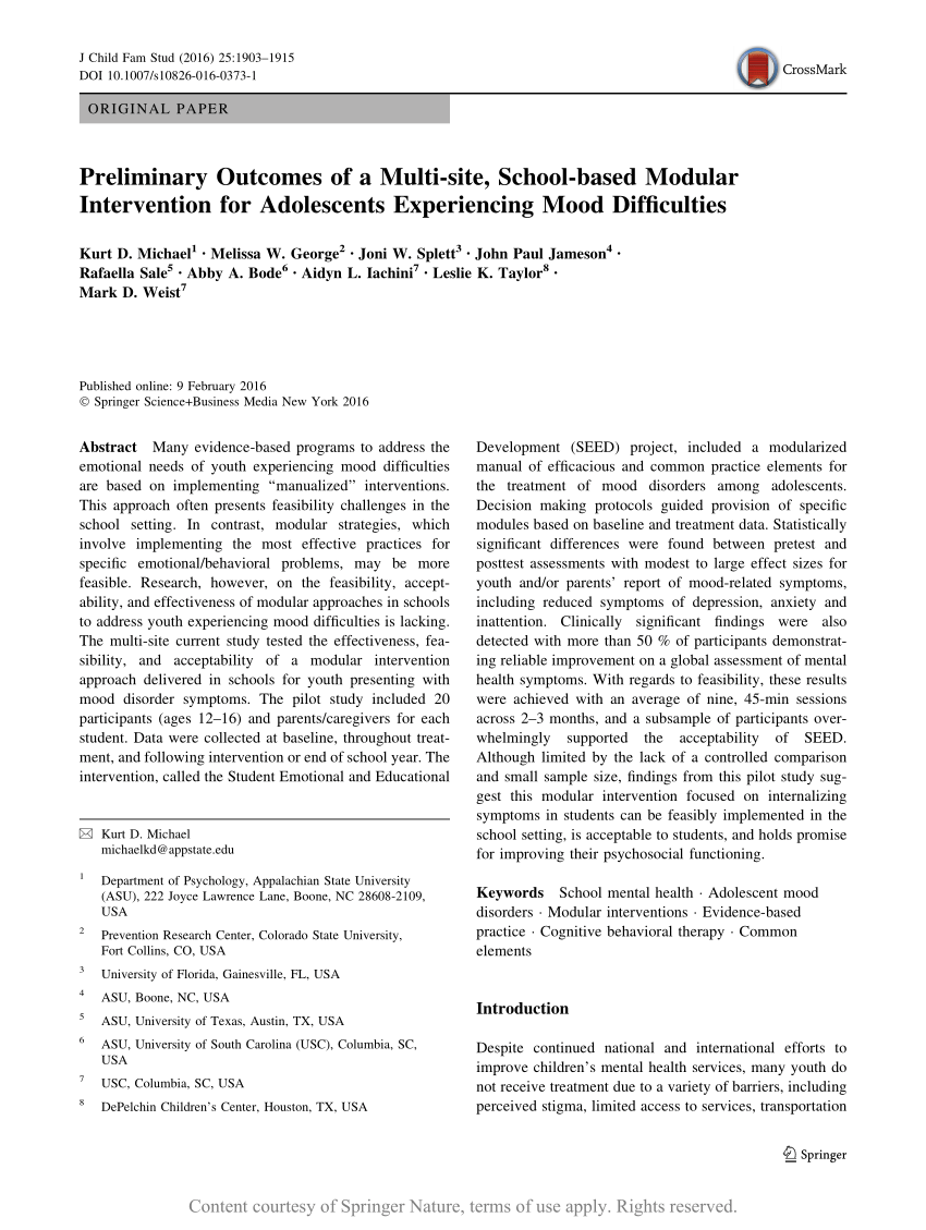 Accessible mental well-being intervention for adolescents in