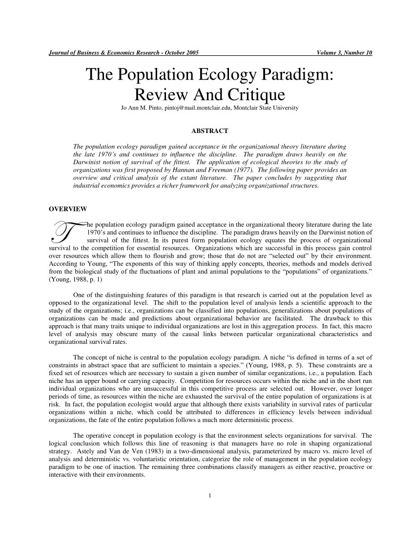 population ecology research papers