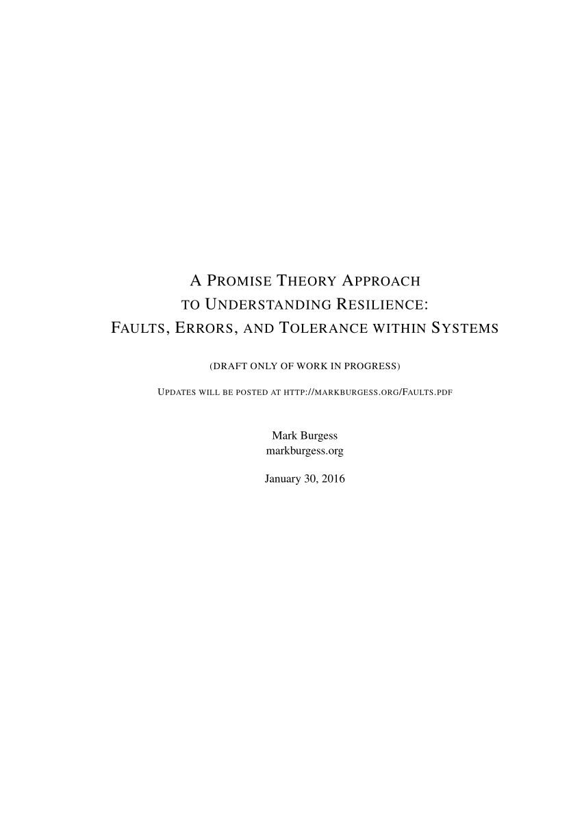 (PDF) A Promise Theory Approach to Understanding Resilience. Faults