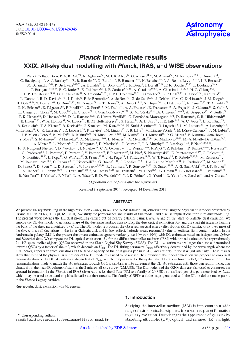 Pdf Planck Intermediate Results