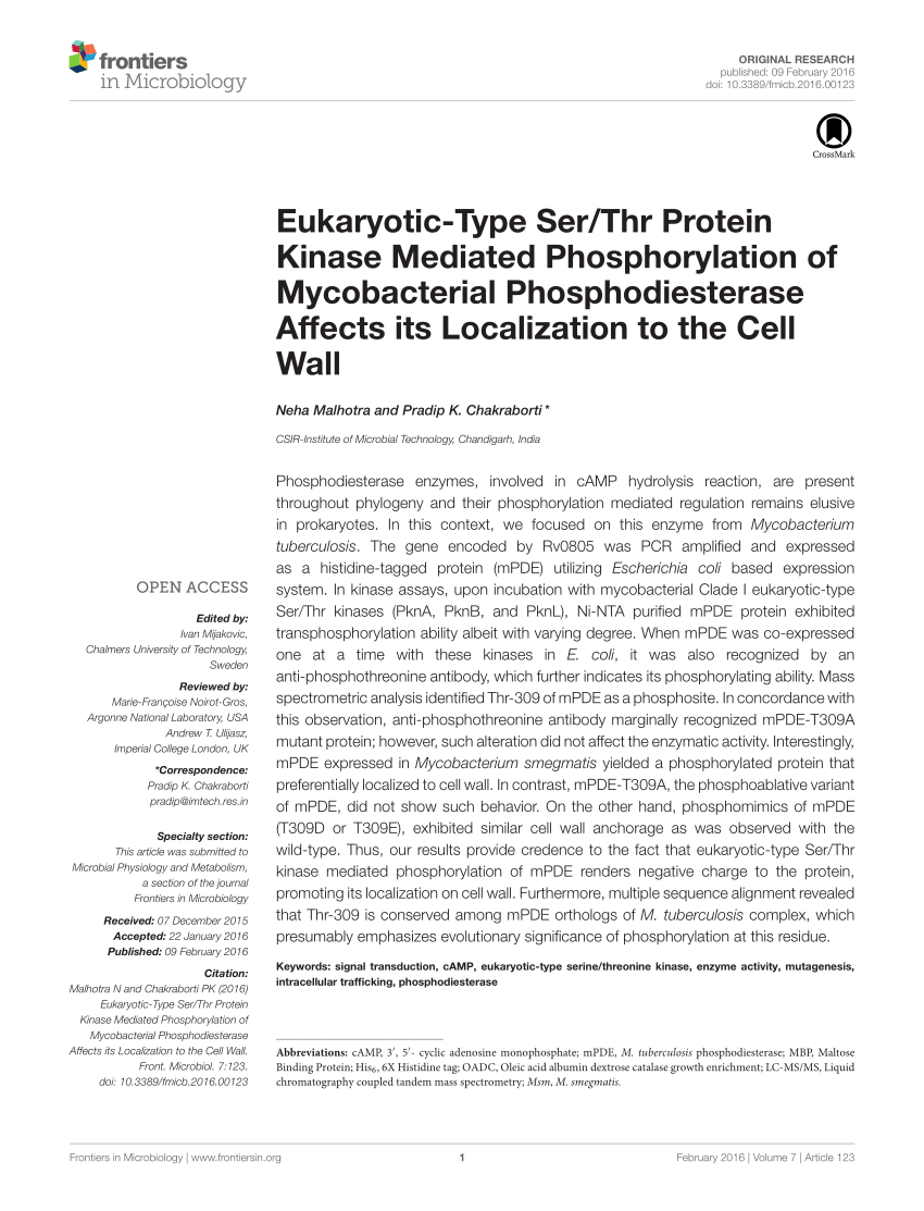 PDF) Eukaryotic-Type Ser/Thr Protein Kinase Mediated ...