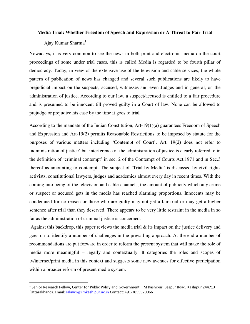 research paper on media trial