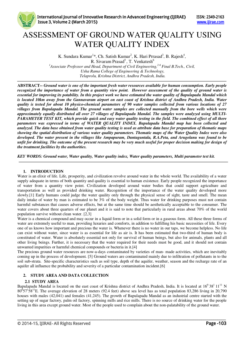 water quality index dissertation