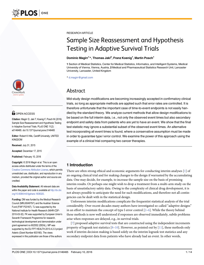 sample size reassessment and hypothesis testing in adaptive survival trials