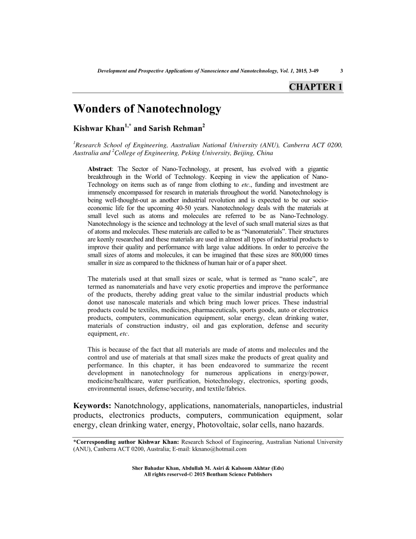 research paper topics on nanotechnology