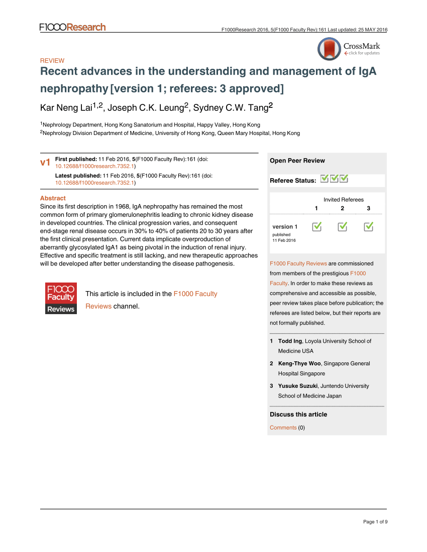 (PDF) Recent advances in the understanding and management of IgA ...