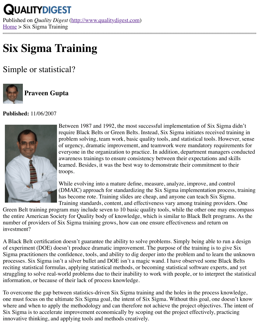 6 sigma training