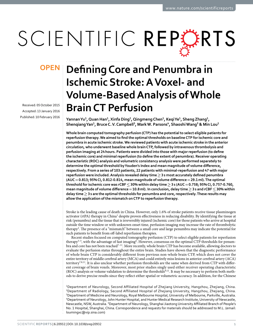 pdf) defining core and penumbra in ischemic stroke: a voxel- and
