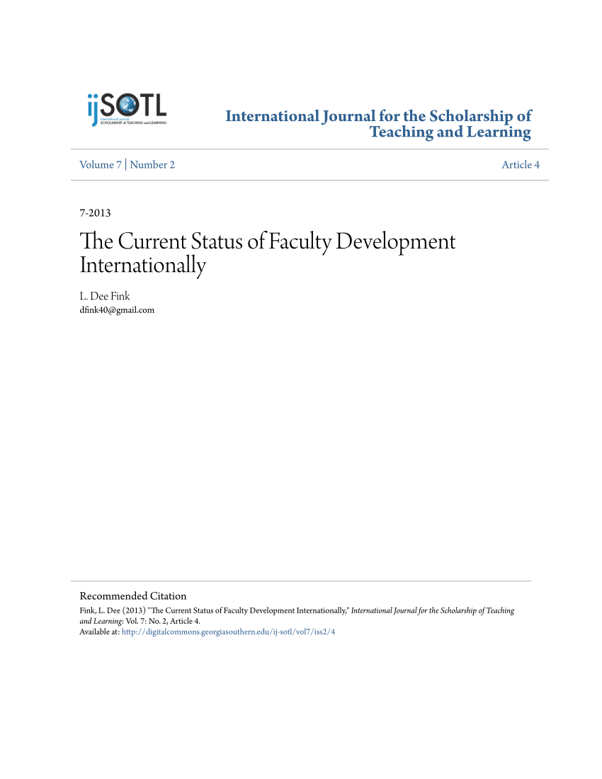 Pdf The Current Status Of Faculty Development Internationally