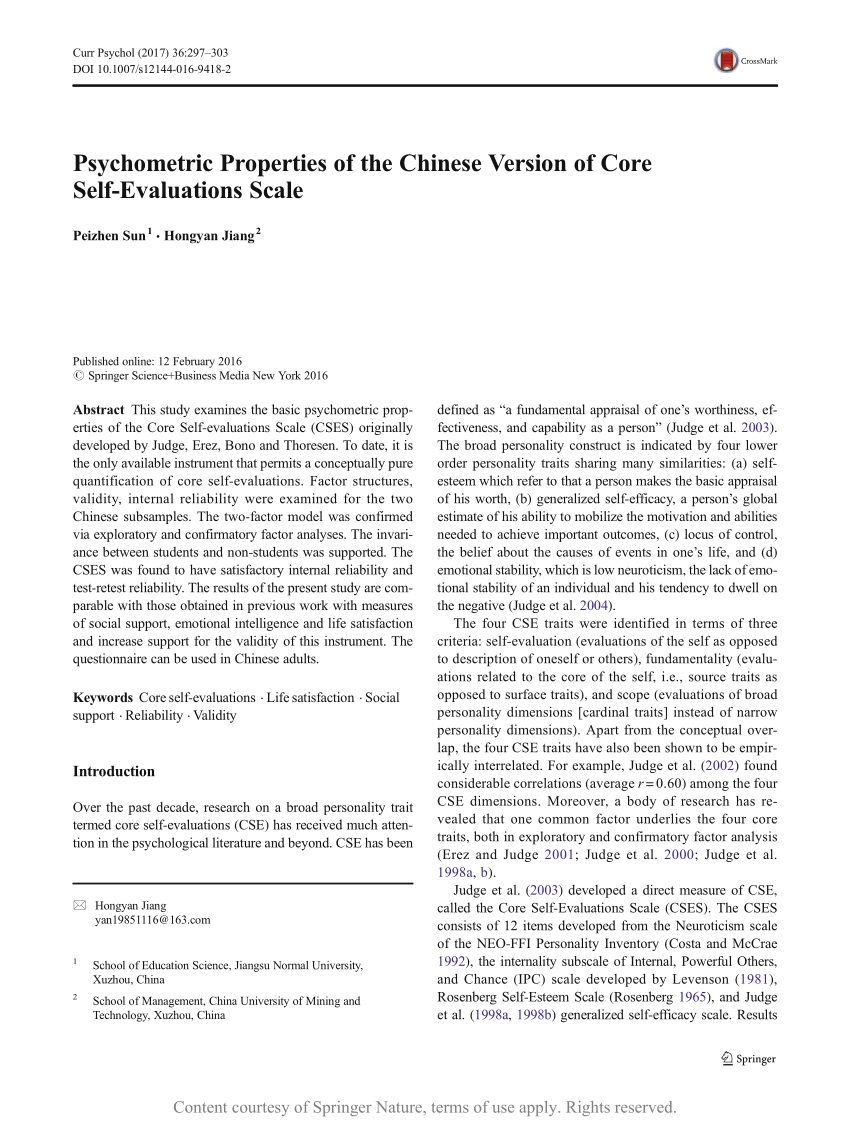 Full article: Psychometric properties of the Chinese version of Young  Person's Clinical Outcomes in Routine Evaluation (YP-CORE)