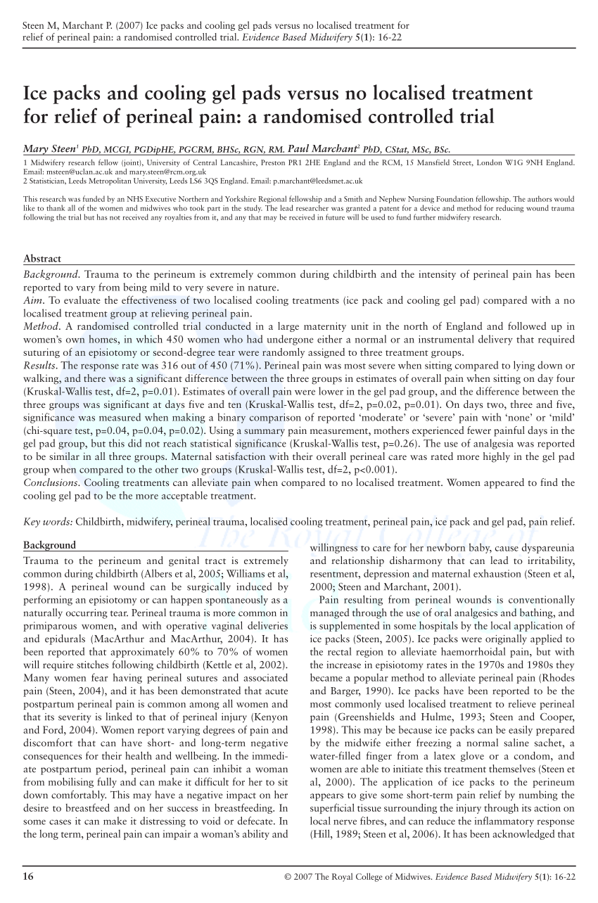 Pdf Ice Packs And Cooling Gel Pads Versus No Localised Treatment