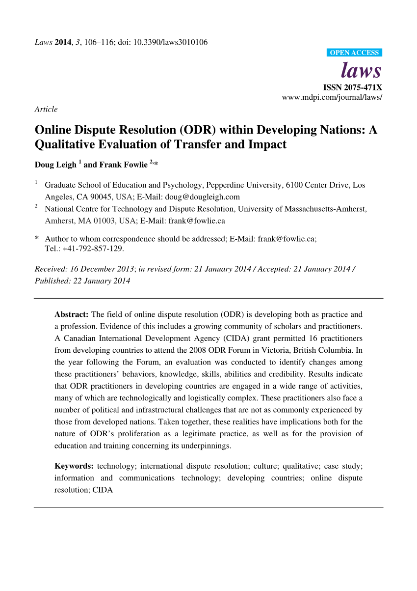 research paper on online dispute resolution