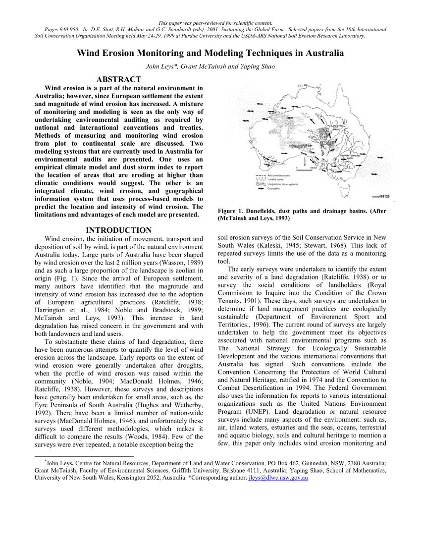 PDF) Wind Erosion Monitoring and Modeling Techniques in Australia