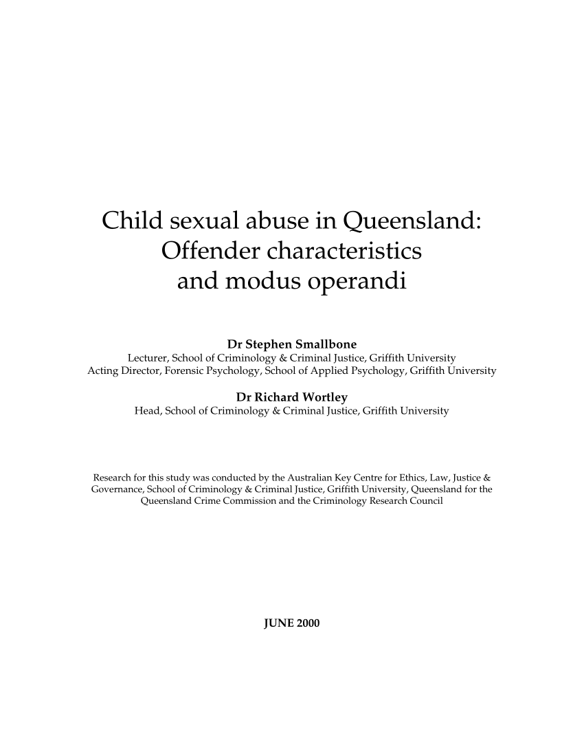 Pdf Child Sexual Abuse Offender Characteristics And Modus Operandi