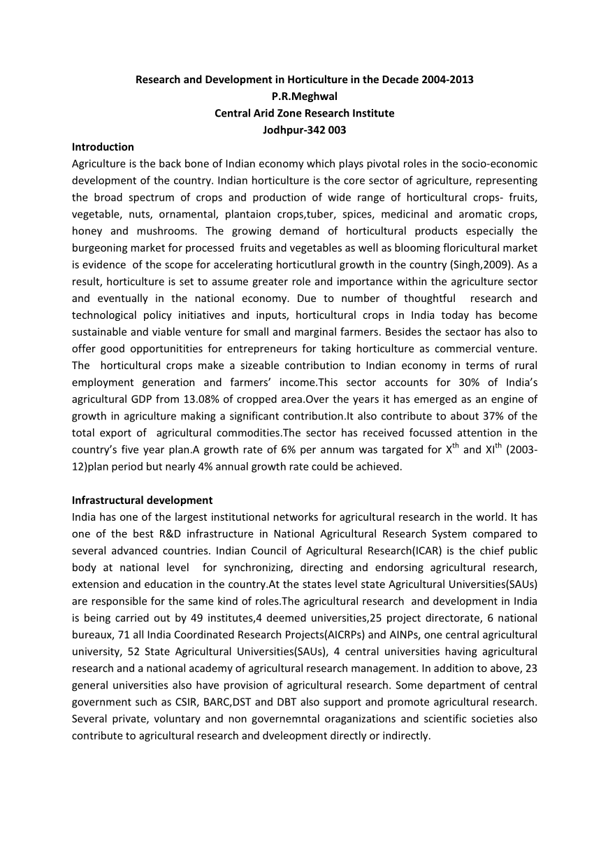 topics for research paper in horticulture